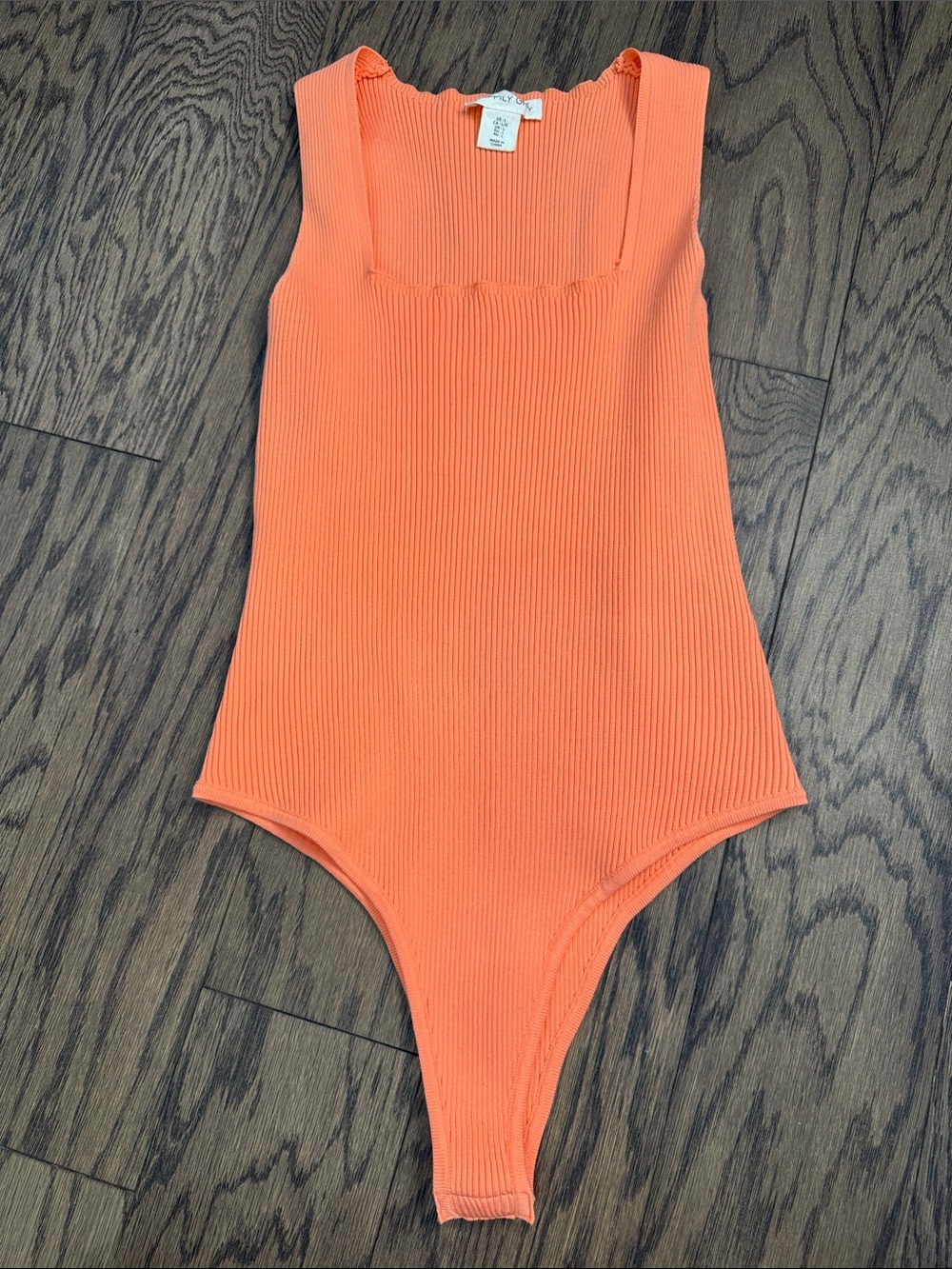 Orange Ribbed One-Piece Bodysuit +